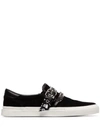 AMIRI AMIRI BLACK BANDANA CHAIN STRAP SLIP-ON SUEDE SNEAKERS - 黑色