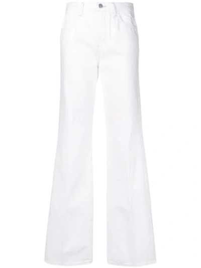 J Brand Evytte Mid Rise Wide Leg Denim Jeans In White