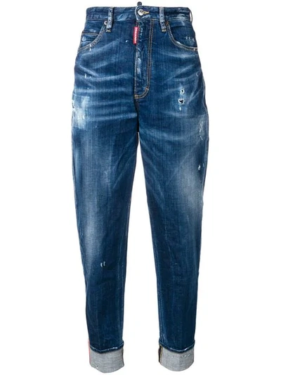 Dsquared2 Tapered-jeans Mit Hohem Bund In Blue