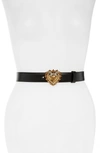 Dolce & Gabbana Devotion Logo Heart Buckle Leather Belt In Black