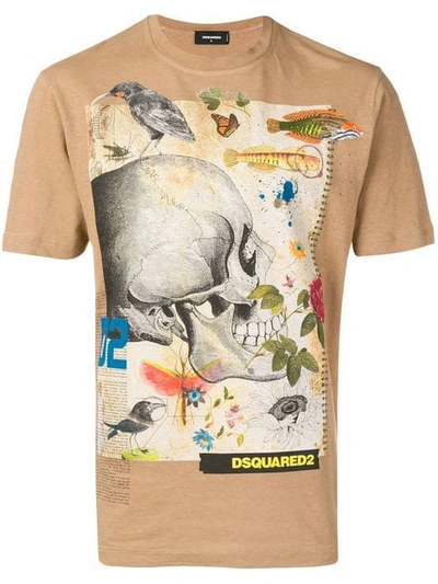 Dsquared2 T-shirt Mit Anatomischem Print In Brown