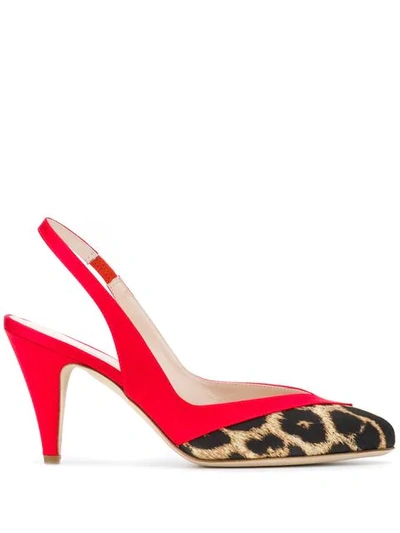 Gia Couture Leopard Print Slingback Sandals In Red