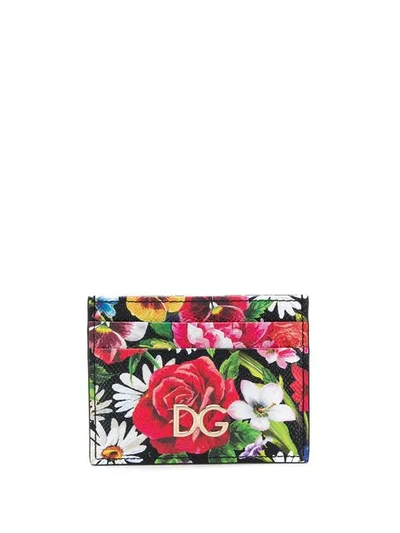 Dolce & Gabbana Floral Wallet In Black