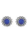 Lagos Maya Round Inlay Stud Earrings In Silver/ Lapis