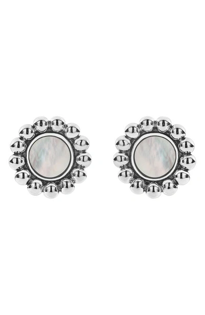 Lagos Sterling Silver Maya Mother-of-pearl Circle Earrings In Silver/ White Mother Of Pearl