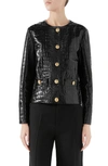 GUCCI CROC EMBOSSED LEATHER JACKET,572194XNADA