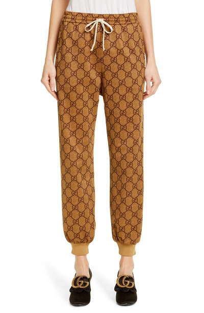 Gucci Gg Print Technical Jersey Jogger Pants In Neutrals