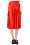 GUCCI LEATHER TRIM PLEATED WOOL BLEND SKIRT,560441Z8AC1