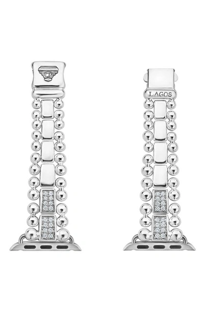 Lagos Smart Caviar Diamond Pave 38mm Apple Watch Bracelet In Silver/ Diamond