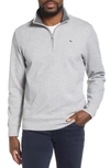 Vineyard Vines Coopers Town Stripe Quarter Zip Pullover In Grey Heather