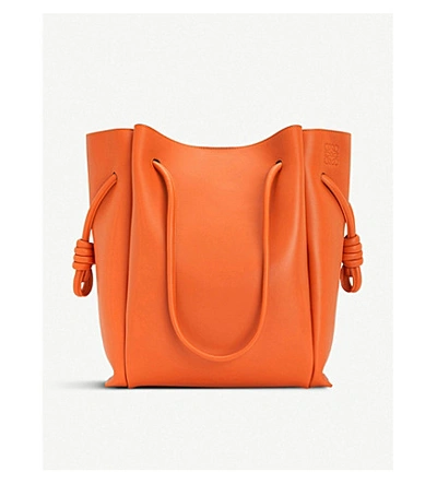 Loewe Flamenco Knot Leather Shoulder Bag In Ginger Colour
