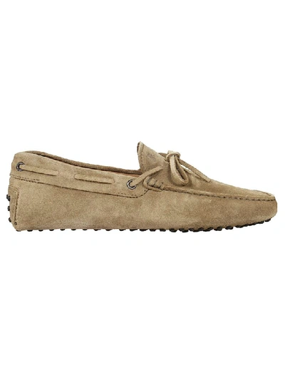 Tod's Men's Leather Loafers Moccasins  Laccetto Gommino 122 In Beige