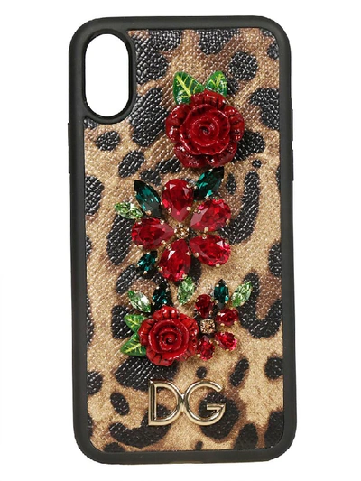 Dolce & Gabbana Leopard Print Iphone X Case In Black/brown