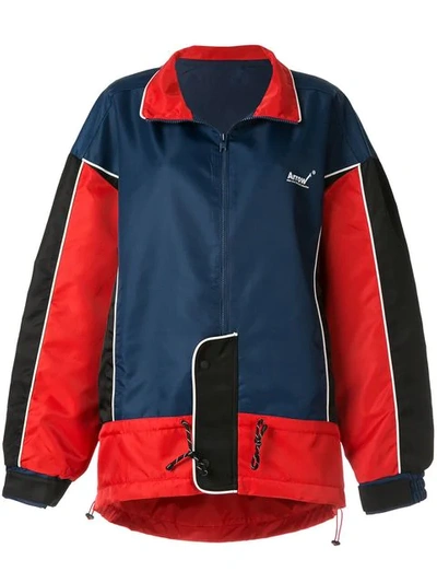 Ader Error Colour Block Oversized Sports Jacket In Blue