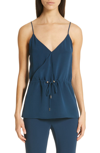 CUSHNIE DRAWSTRING V-NECK SILK TANK,119213-43