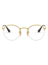 Ray Ban Round Gaze Eyeglasses Gold Frame Clear Lenses 51-22 In Gold