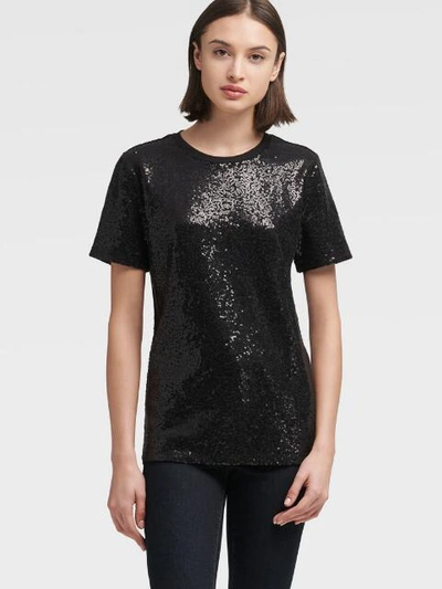 Dkny Sequin Crew-neck T-shirt In White
