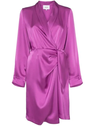 Nanushka Siwa Satin Wrap-dress In Fuchsia