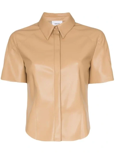 Nanushka Clare Short-sleeved Vegan Leather Shirt - 大地色 In 212 Neutrals