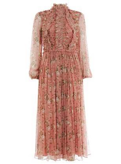 Zimmermann Espionage Lace-up Silk-chiffon Dress In Floral