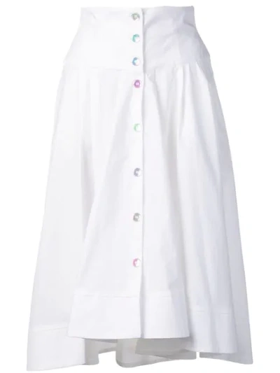 Pinko Button-through Midi Skirt In White