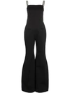 ALEKSANDRE AKHALKATSISHVILI ALEKSANDRE AKHALKATSISHVILI CHAIN STRAP FLARED COTTON JUMPSUIT - 黑色