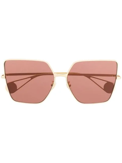 Gucci Eyewear Square Tinted Sunglasses - 金色 In Gold