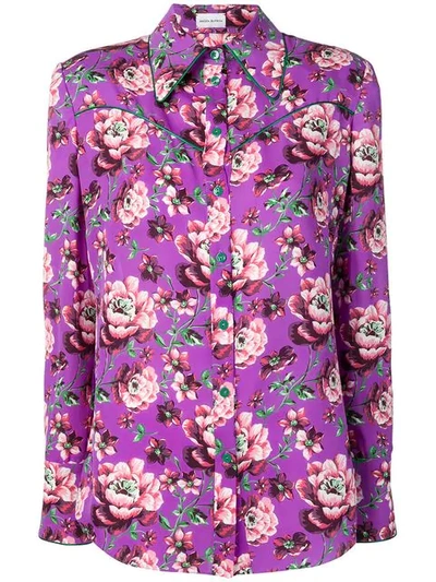 Magda Butrym Dalian Floral Silk Blouse In Light Purple