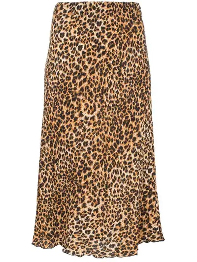 Nanushka Zarina Leopard Print Straight Midi Skirt - 棕色 In Ocelot