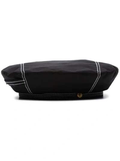 Versace Logo Cotton-blend Beret In Nero