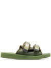 Suicoke Moto Cab Two-strap Sandals In Olive Green