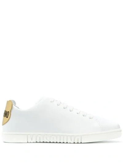 Moschino Leather Sneakers With Teddy Patches In White