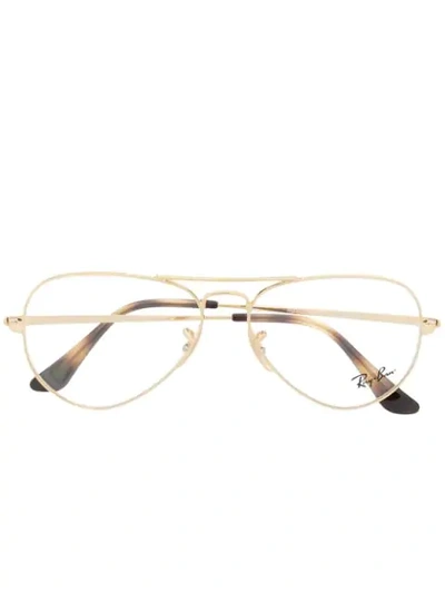 Ray Ban Aviator Frame Glasses In Gold