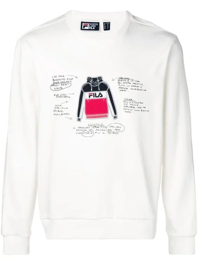 Fila Flatplan Print Sweatshirt In White