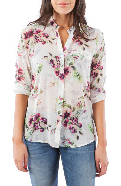 Kut From The Kloth Jasmine Chiffon Button-up Shirt In Ricci White