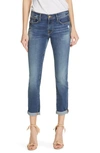 Frame Le Garcon Mid Rise Distressed Slim Boyfriend Jeans In Azure