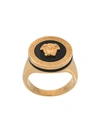 Versace Gold Round Enameled Medusa Ring In Gold