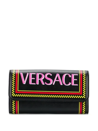 Versace 复古风logo钱包 - 黑色 In Black