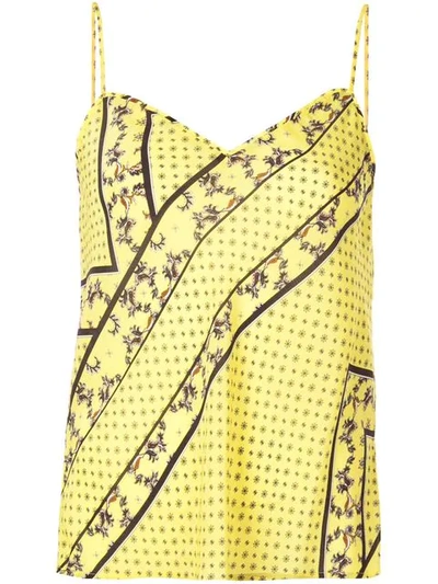Ganni Silk-blend Print Camisole In Minion Yellow