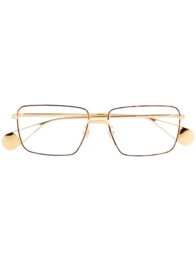 Gucci Eyewear Rectangle Frame Glasses - 金色 In Gold