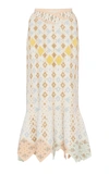 PETER PILOTTO METALLIC JACQUARD-KNIT COTTON AND WOOL-BLEND MIDI SKIRT,739353