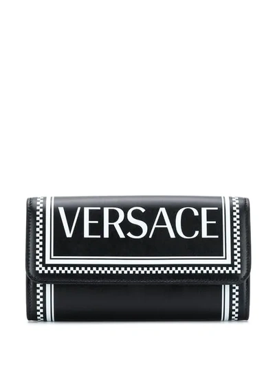 Versace 复古风logo钱包 - 黑色 In K41ot