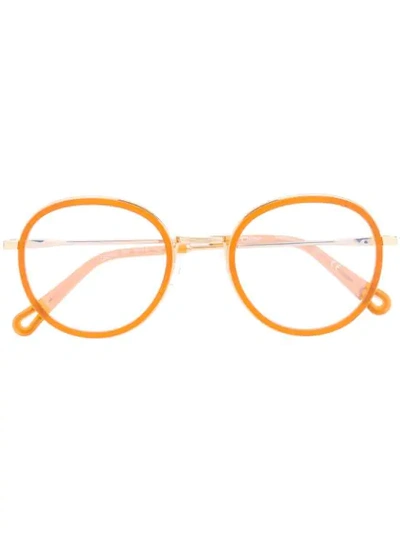 Chloé Eyewear Round Frame Glasses - 橘色 In Orange