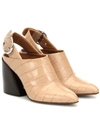 CHLOÉ WAVE EMBOSSED LEATHER MULES,P00384696