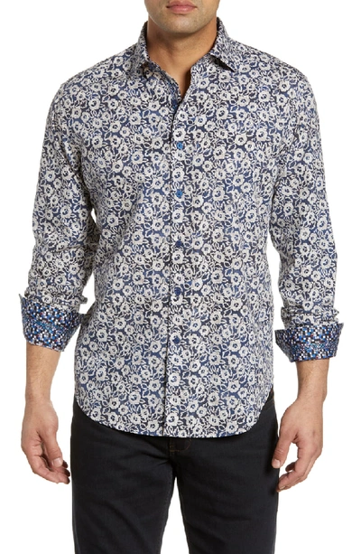 Robert Graham Garnet Floral-printed Classic Fit Shirt In Blue