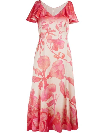 Peter Pilotto Silk Maxi Dress In Gradient Flower Pink