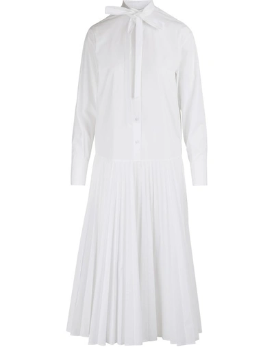 Valentino Pleated Micro Faille Dress In White