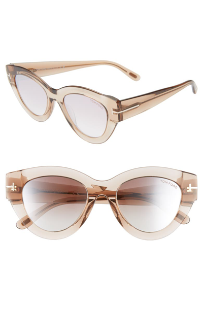 Tom Ford Slater Brown Transparent Cat-eye Sunglasses In Pink Champagne/ Red To Pearl