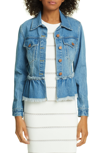 ALICE AND OLIVIA FLOUNCE HEM DENIM JACKET,CD260101SWE