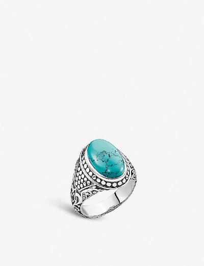 THOMAS SABO MENS ARIZONA STERLING SILVER AND FAUX-TURQUOISE STONE SIGNET RING,21821861